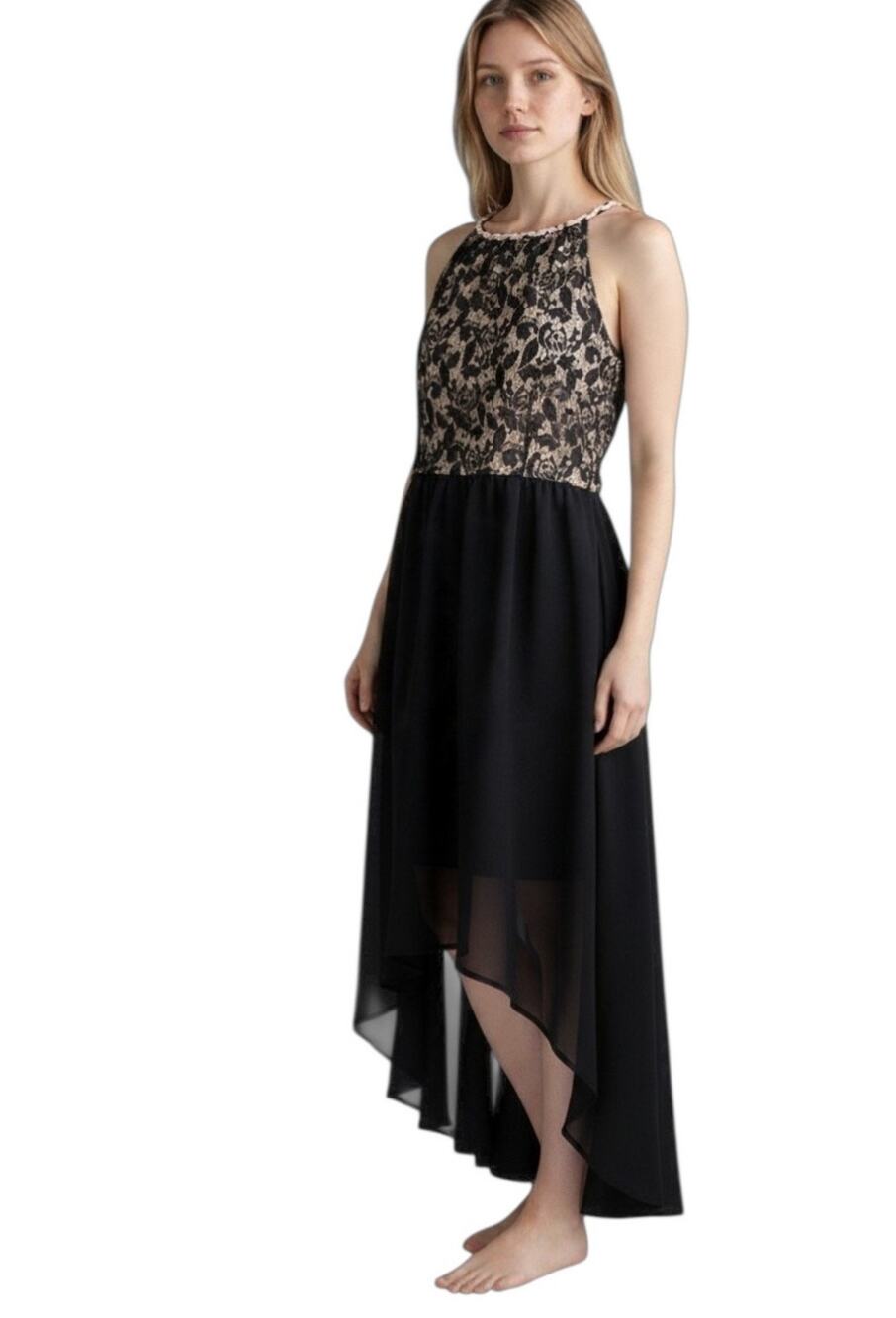Women's Black Lace High Low Dress